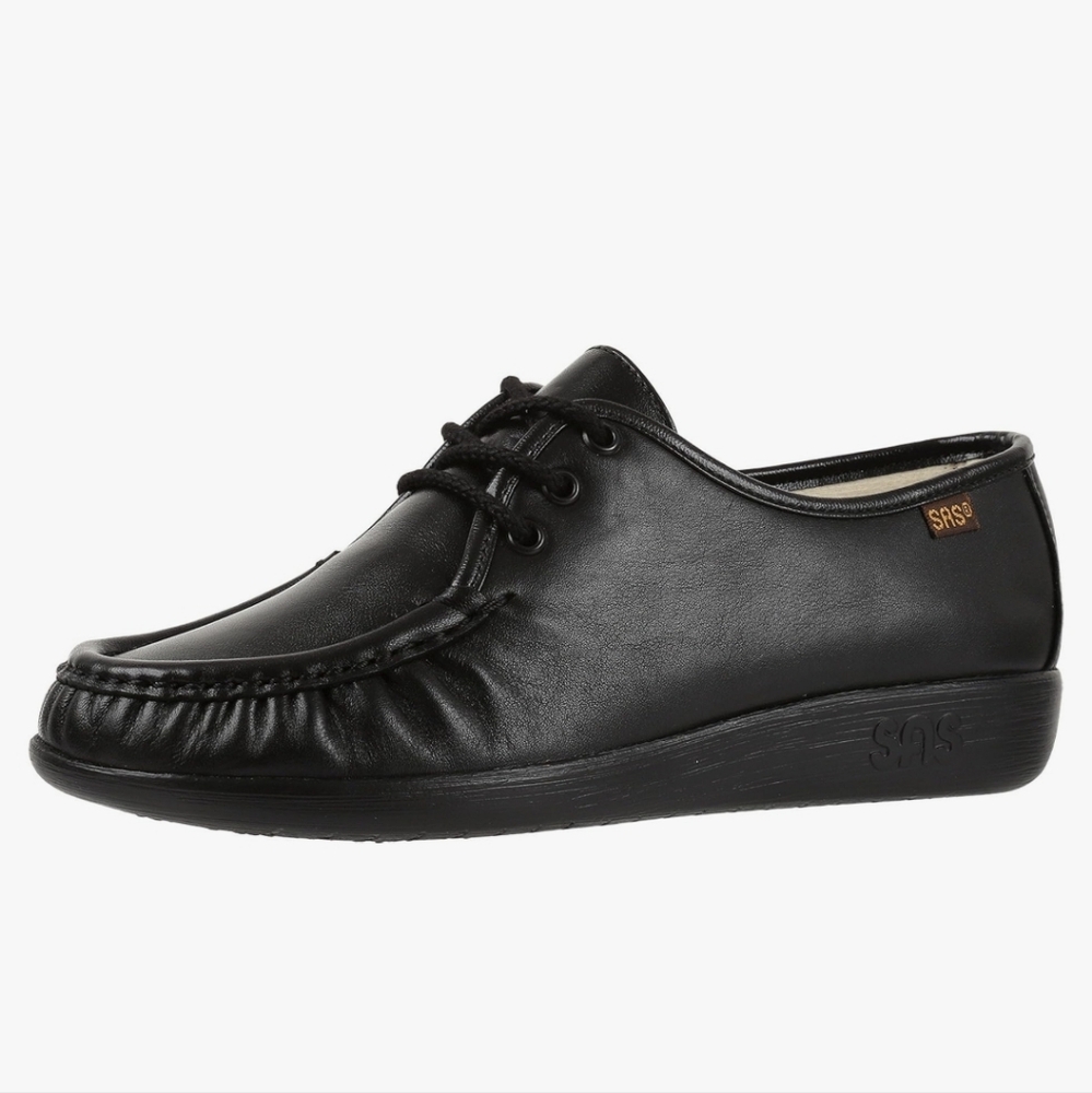 SAS Siesta Lace-Up Black Loafer Comfort Shoe Granny Grandma Womens 9M